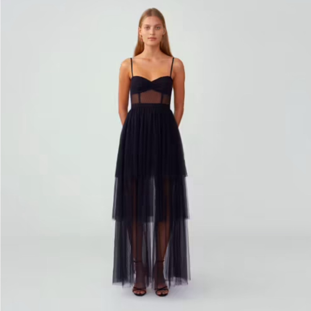 FAME and PARTNERS, BLACK CORSET TIERED GOWN